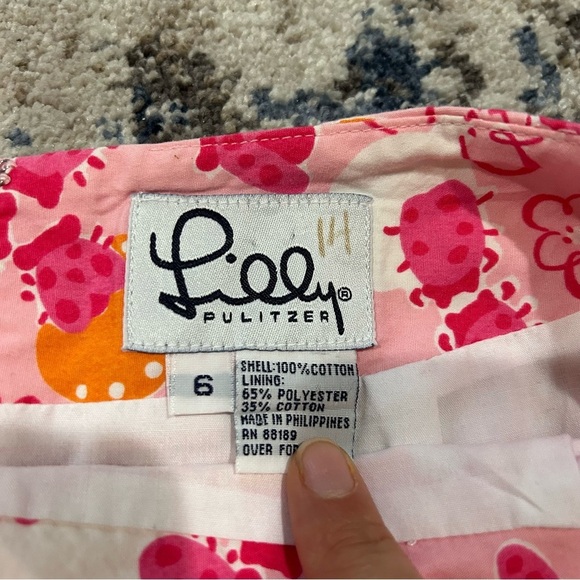 Lilly Pulitzer Pink Ladybug Print 100% Cotton Mini Skirt Size 6 - Picture 7 of 7